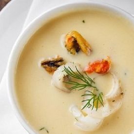 Сливочный суп с морепродуктами